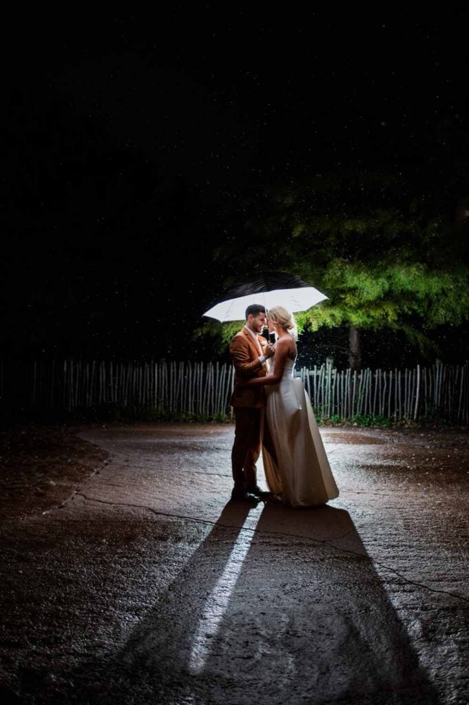 Peoria-Zoo-couple-umbrella-night-time